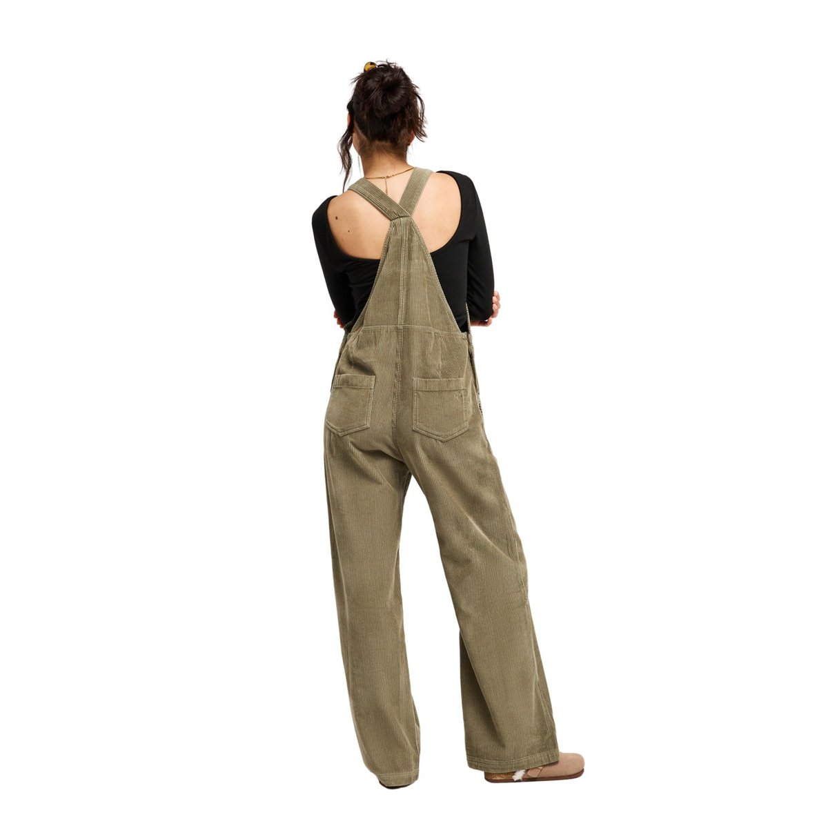 Salopette en velours côtelé de coton TRAILBLAZER OVERALL. vert oil green, ROXY