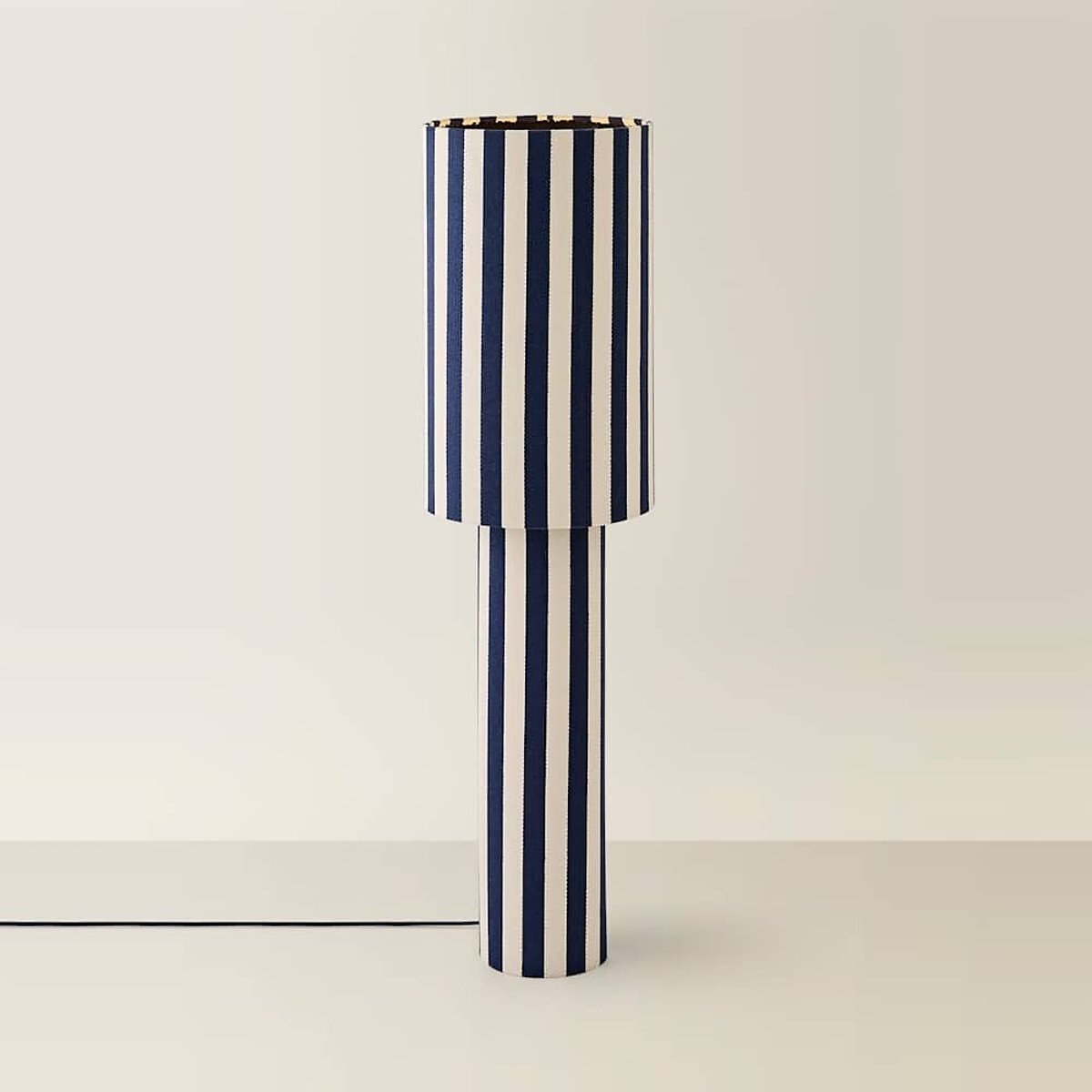 Flossy Stripe Linen Midi Floor Lamp navy blue, SO'HOME