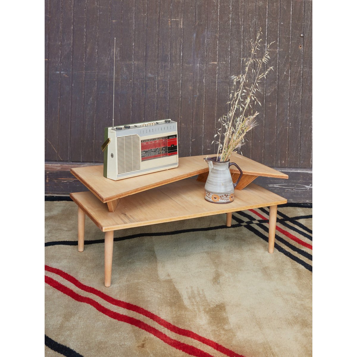 Table basse en bois clair design Donna N°1040 - Bon état bois clair, DEBONGOUT