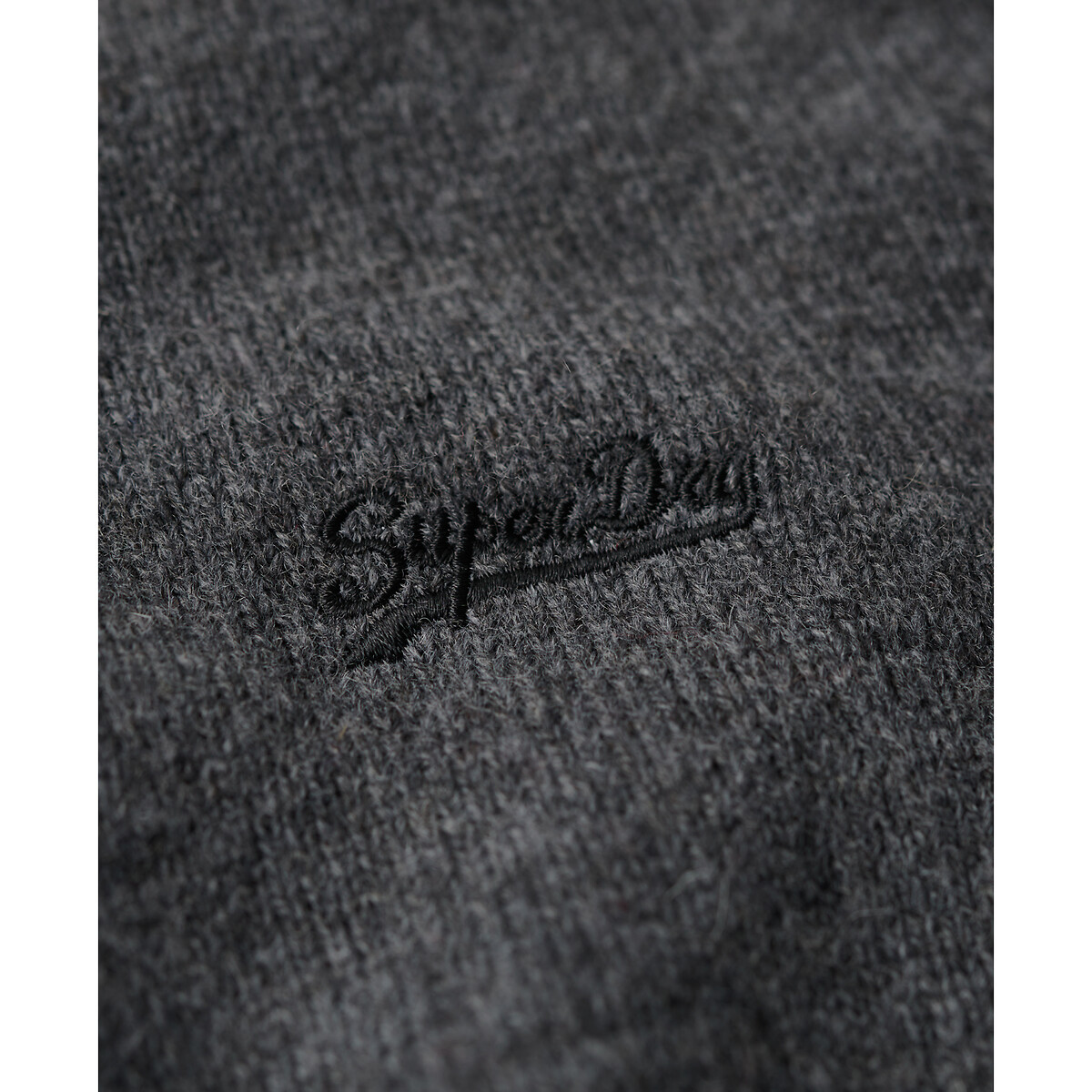 Pull brodé demi-zippé Essential gris, SUPERDRY