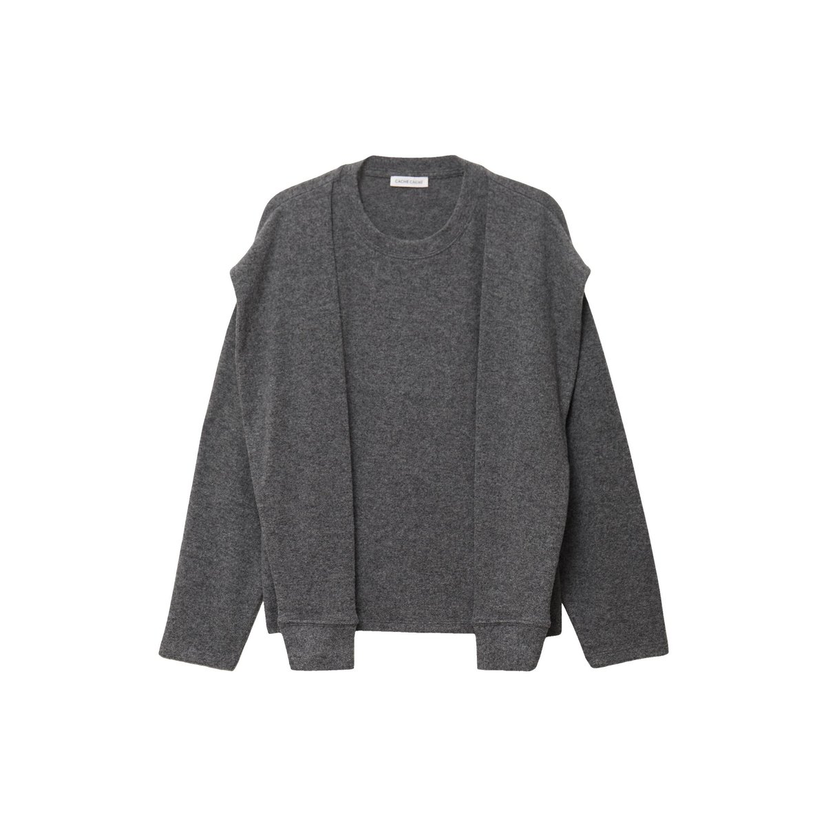 Pull effet 2-en-1 gris foncé, CACHE CACHE