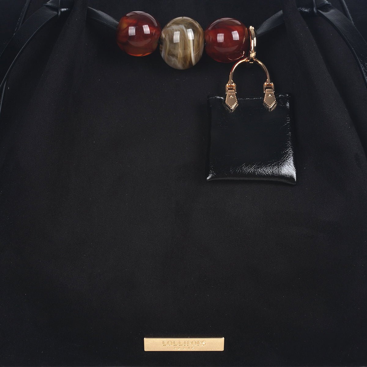 Grand sac shopper L Tarick noir,doré, LOLLIPOPS