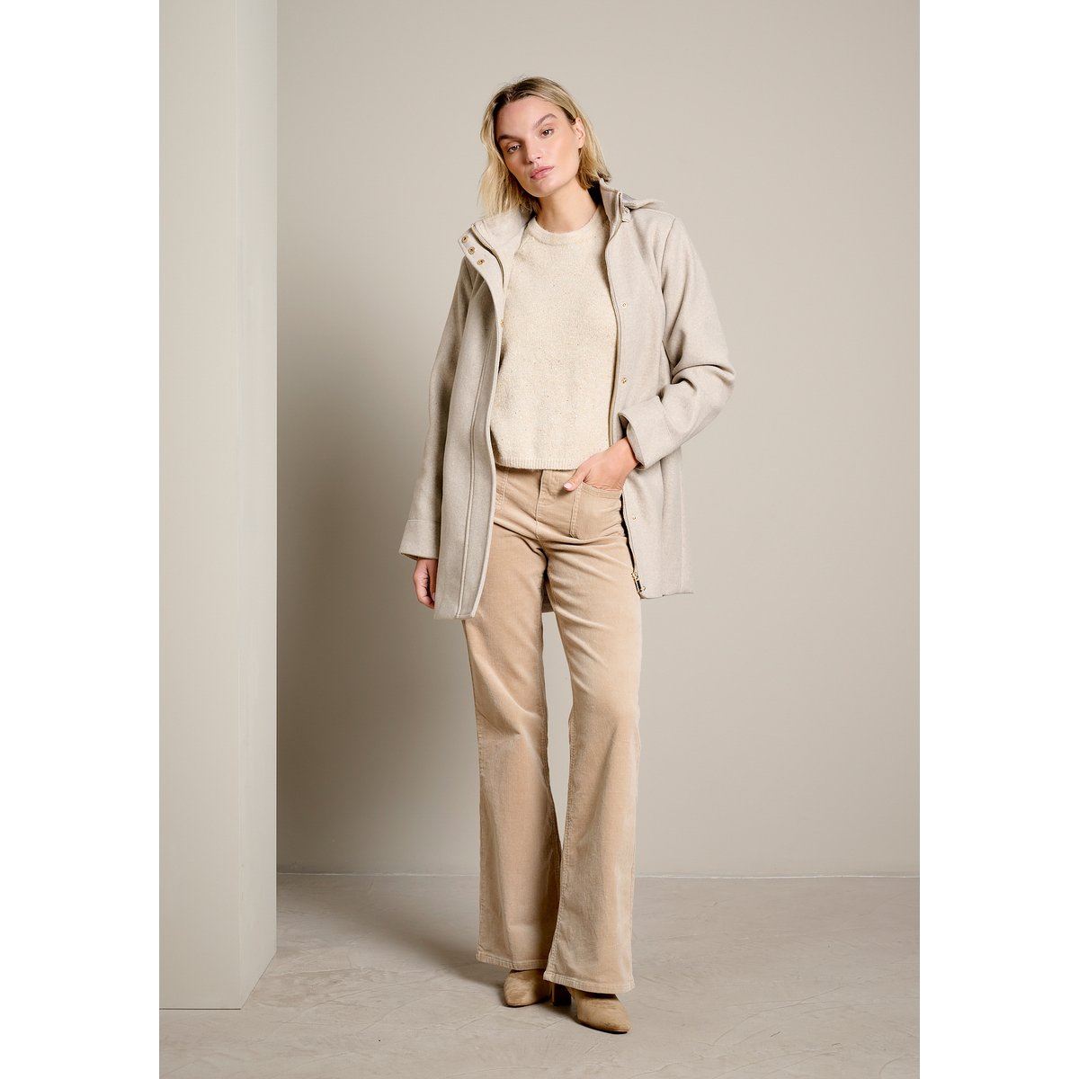 Manteau à capuche beige chine, LOLALIZA