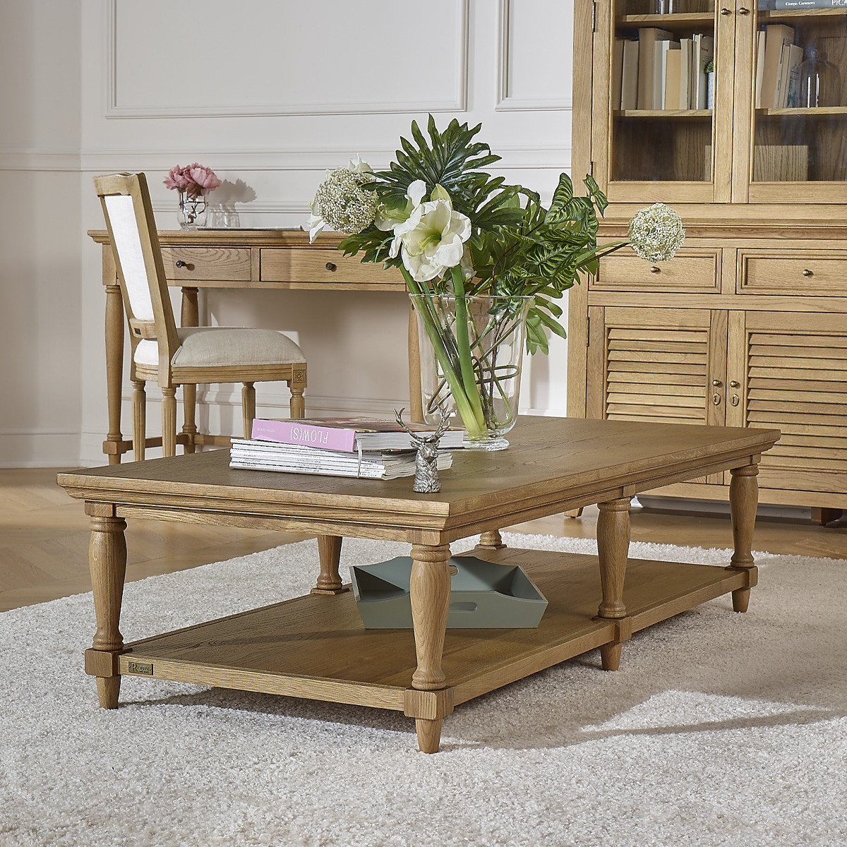 Longue table basse style shabby chic en chêne EDINBURGH marron, ROBIN DES BOIS