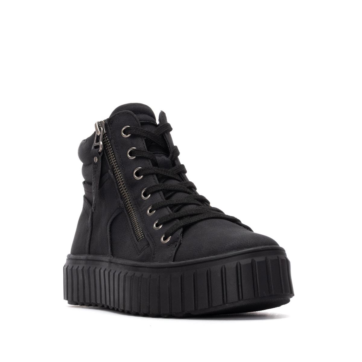 Baskets Plaine Décontractée Fermeture éclair noir, REFRESH