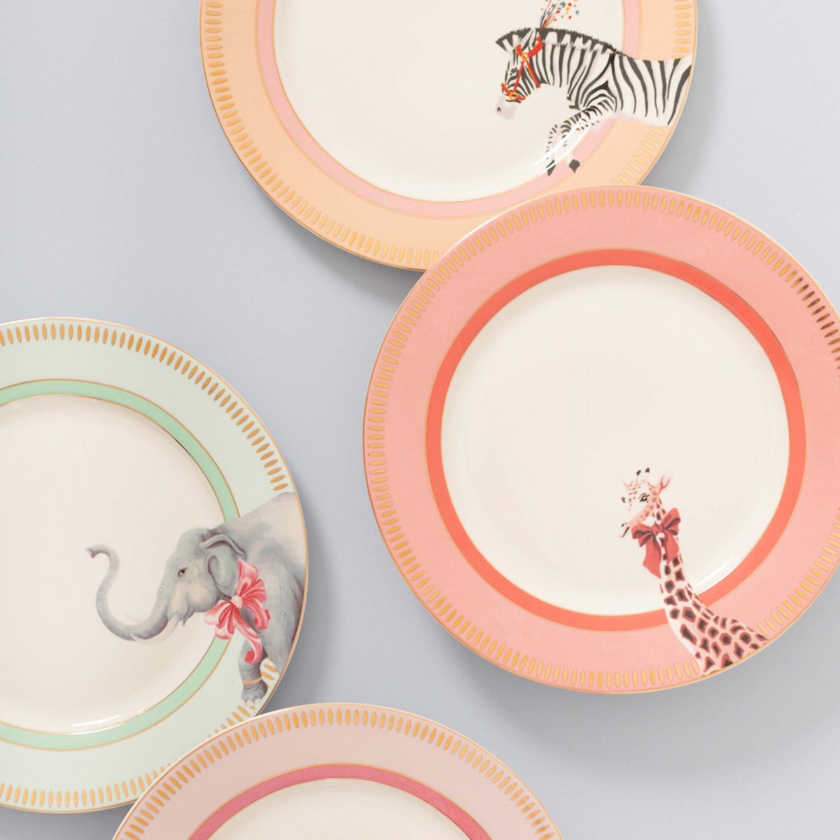 Coffret 4 assiettes Animal Magic 26 cm multicolore, YVONNE ELLEN