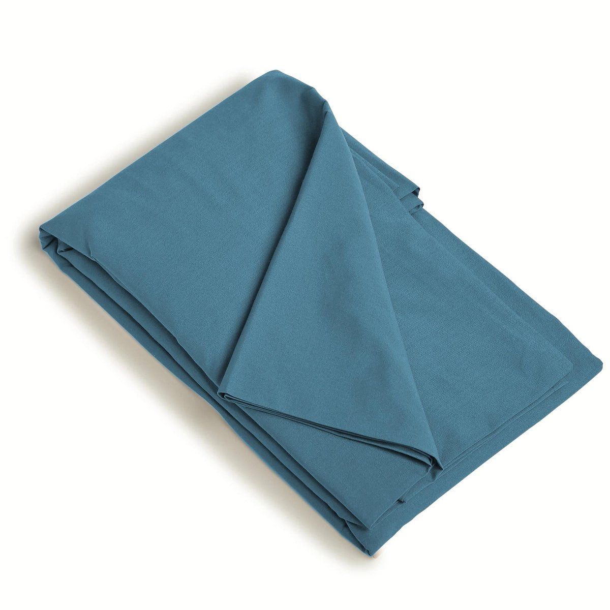 Drap housse satin lavé de coton bio GAIA Made in Europe bleu orage, FEBRONIE