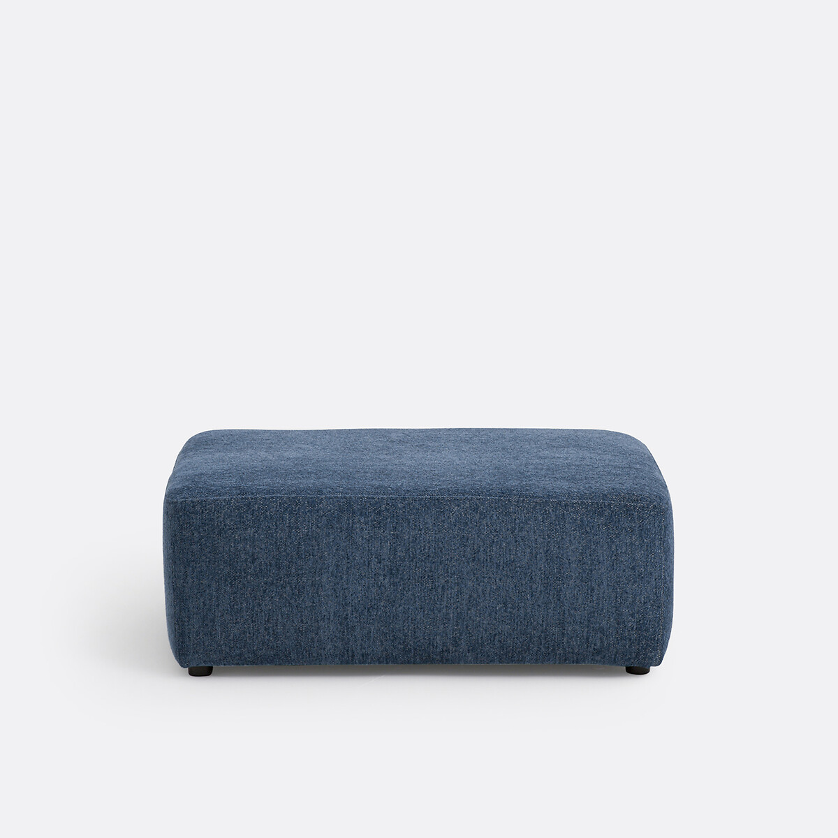 Pouf polyester, chenillé chiné, Monica bleu nuit, LA REDOUTE INTERIEURS