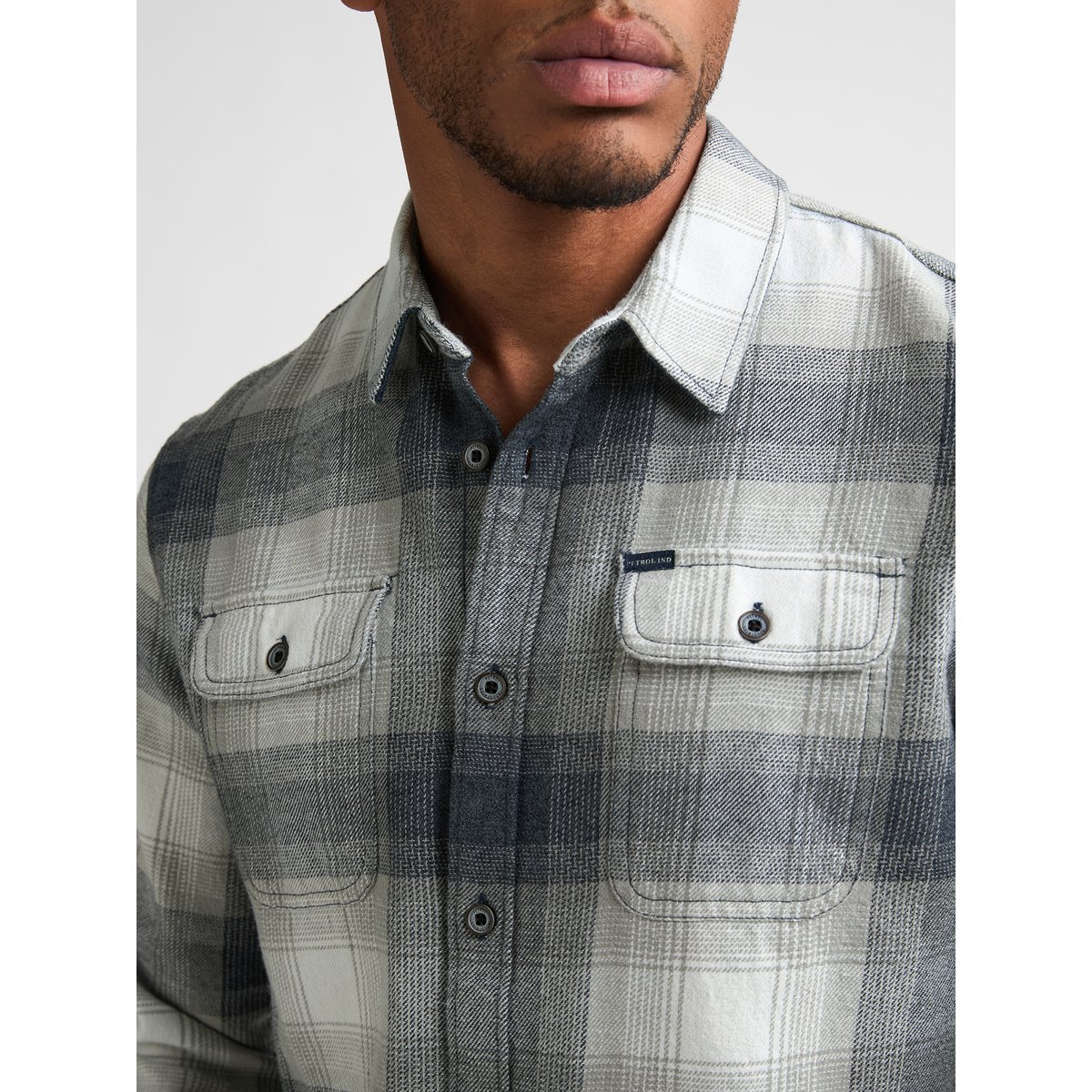 Chemise à carreaux en coton ironmark bleu royal navy, PETROL INDUSTRIES