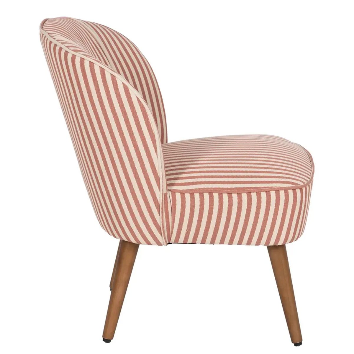Fauteuil crapaud beige rayures terracotta 54x64x73cm marron, WADIGA