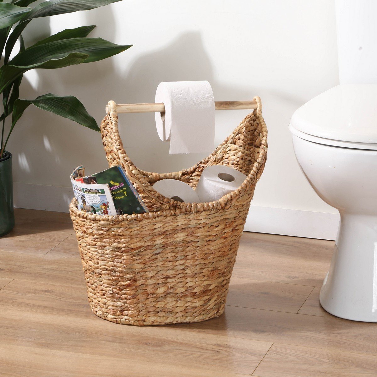 Panier de rangement pour papier WC bois clair, CALICOSY