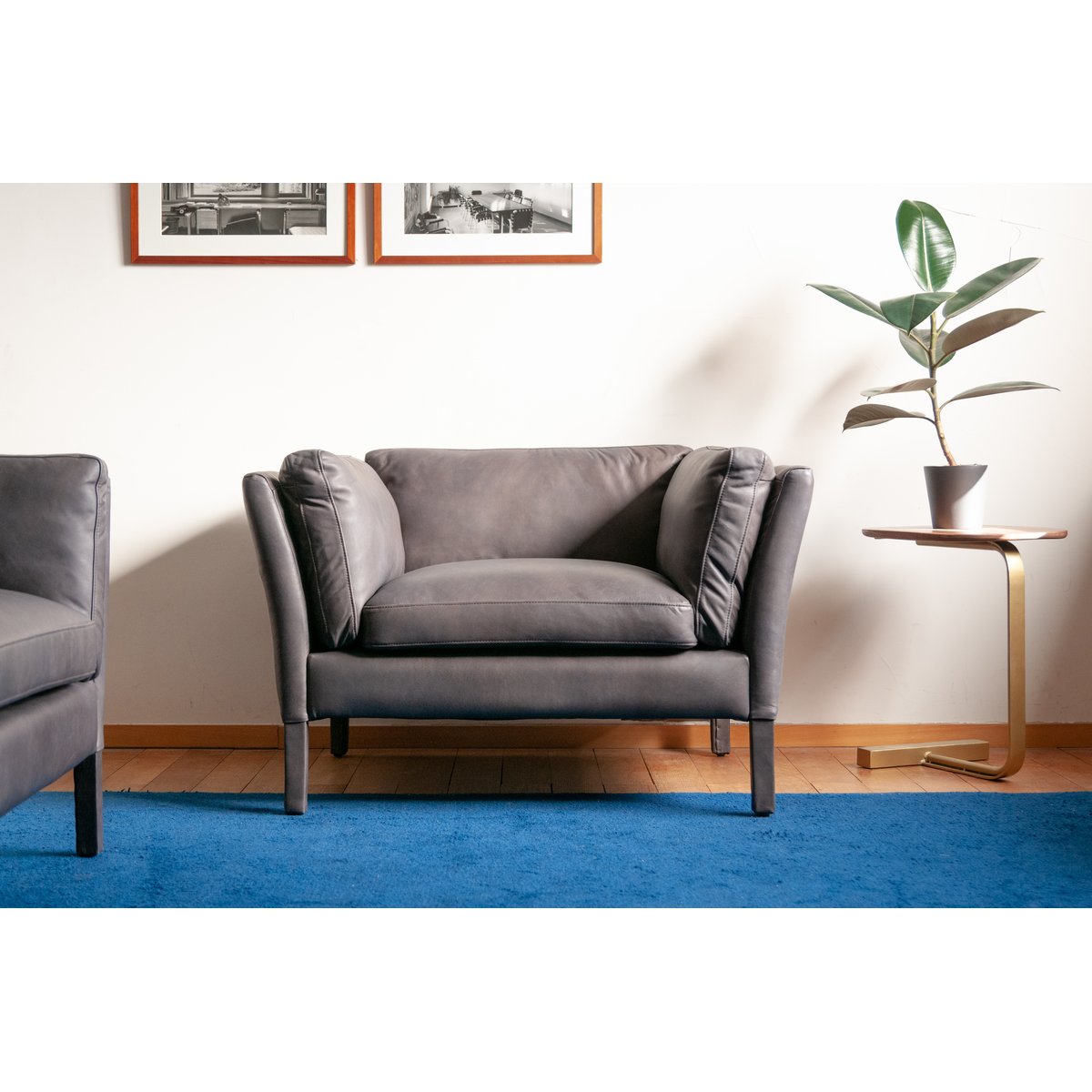 Fauteuil en cuir HAMAR gris anthracite, PRODUIT INTERIEUR BRUT