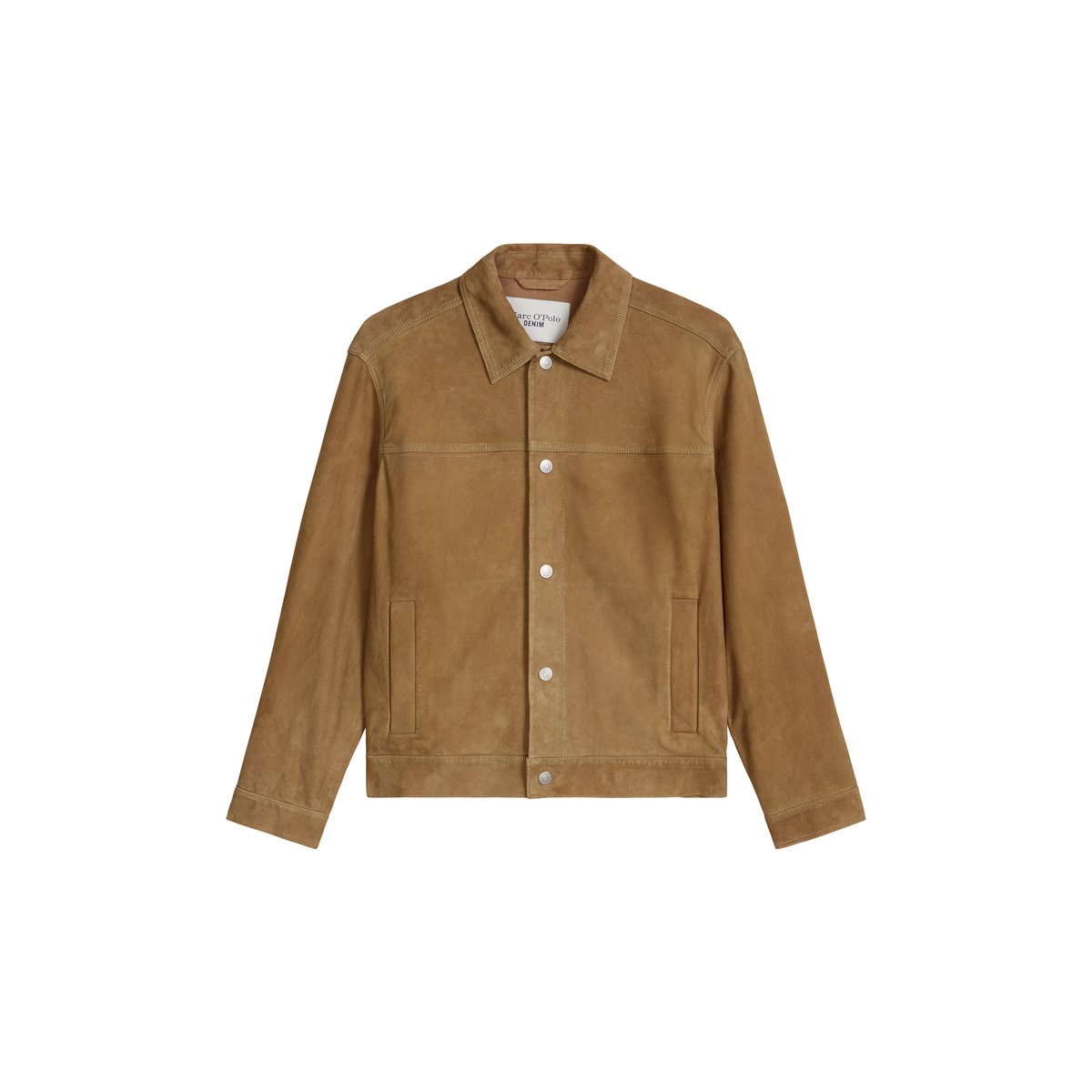 Veste en cuir régulière en cuir velours doux gris, MARC O’POLO DENIM