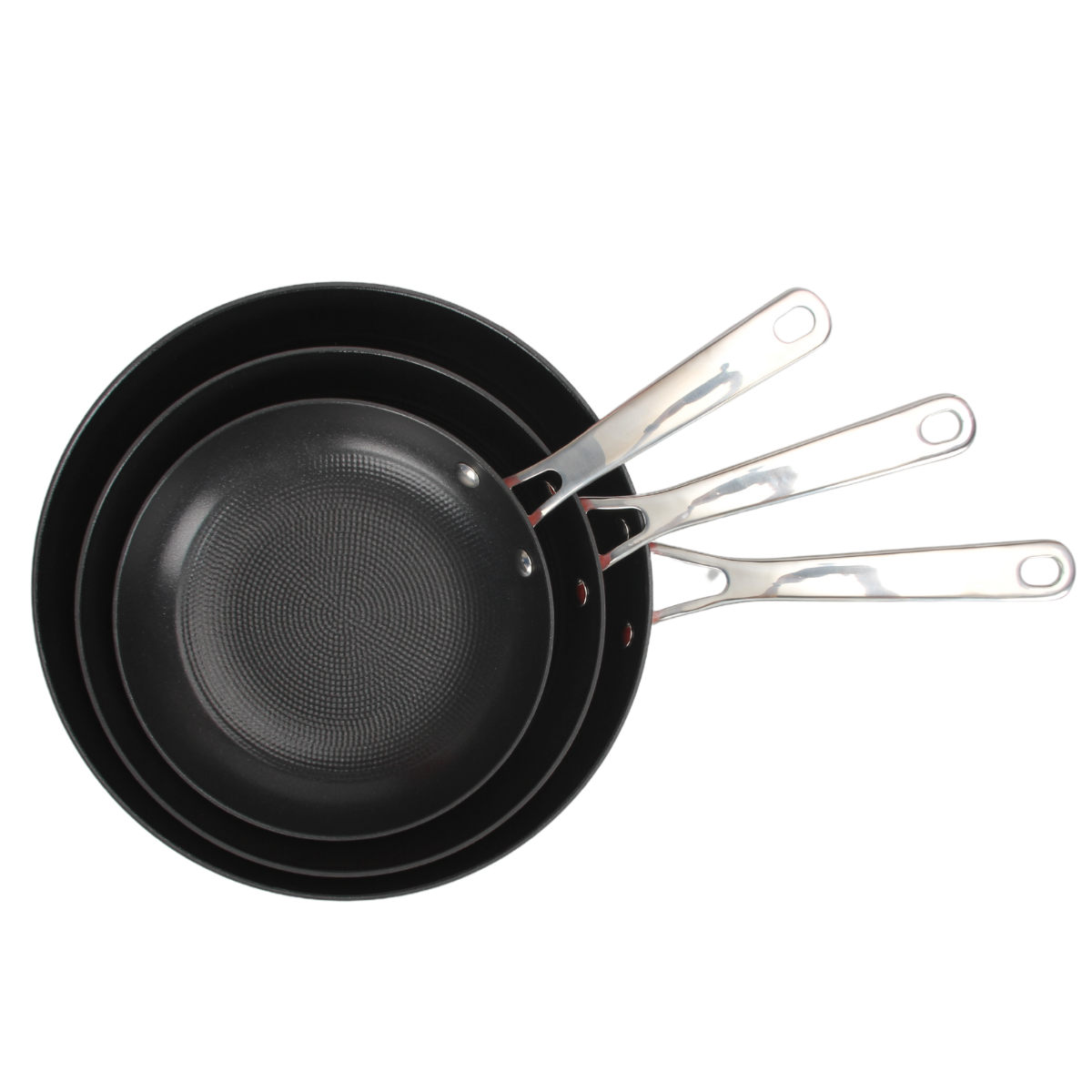 Set de 3 poêles noir 20/24/28cm - "AirIron" couleur unique, LAGUIOLE CUISSON