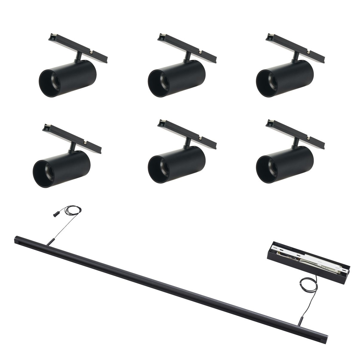 Suspension 6 spots LED orientables - LYNE noir, KOSILUM