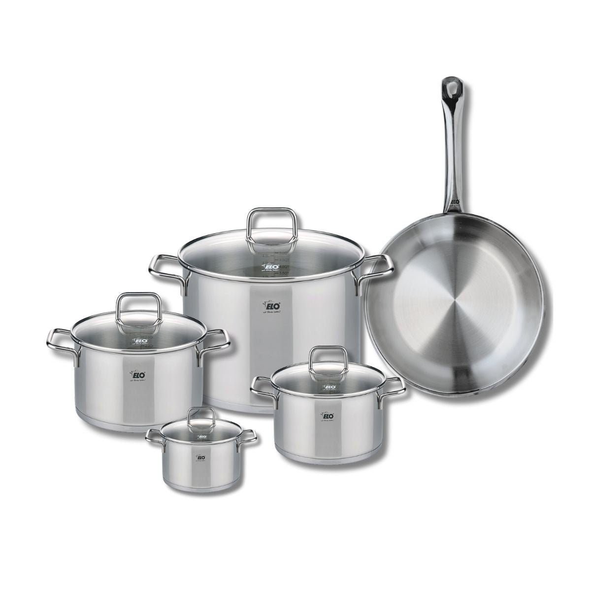 Batterie 1 poêle 28cm + 4 faitouts 12/16/20/26cm PROFI CITRIN inox, ELO
