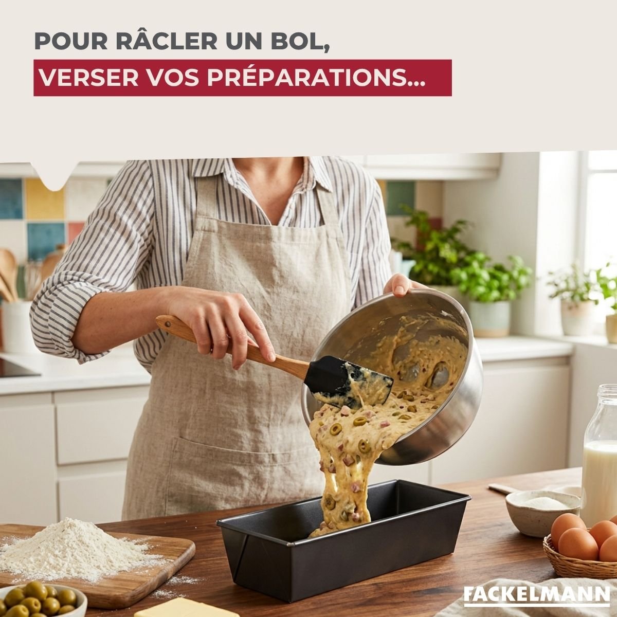 Spatule à pâtisserie silicone ACACIA noir,bois brun, FACKELMANN