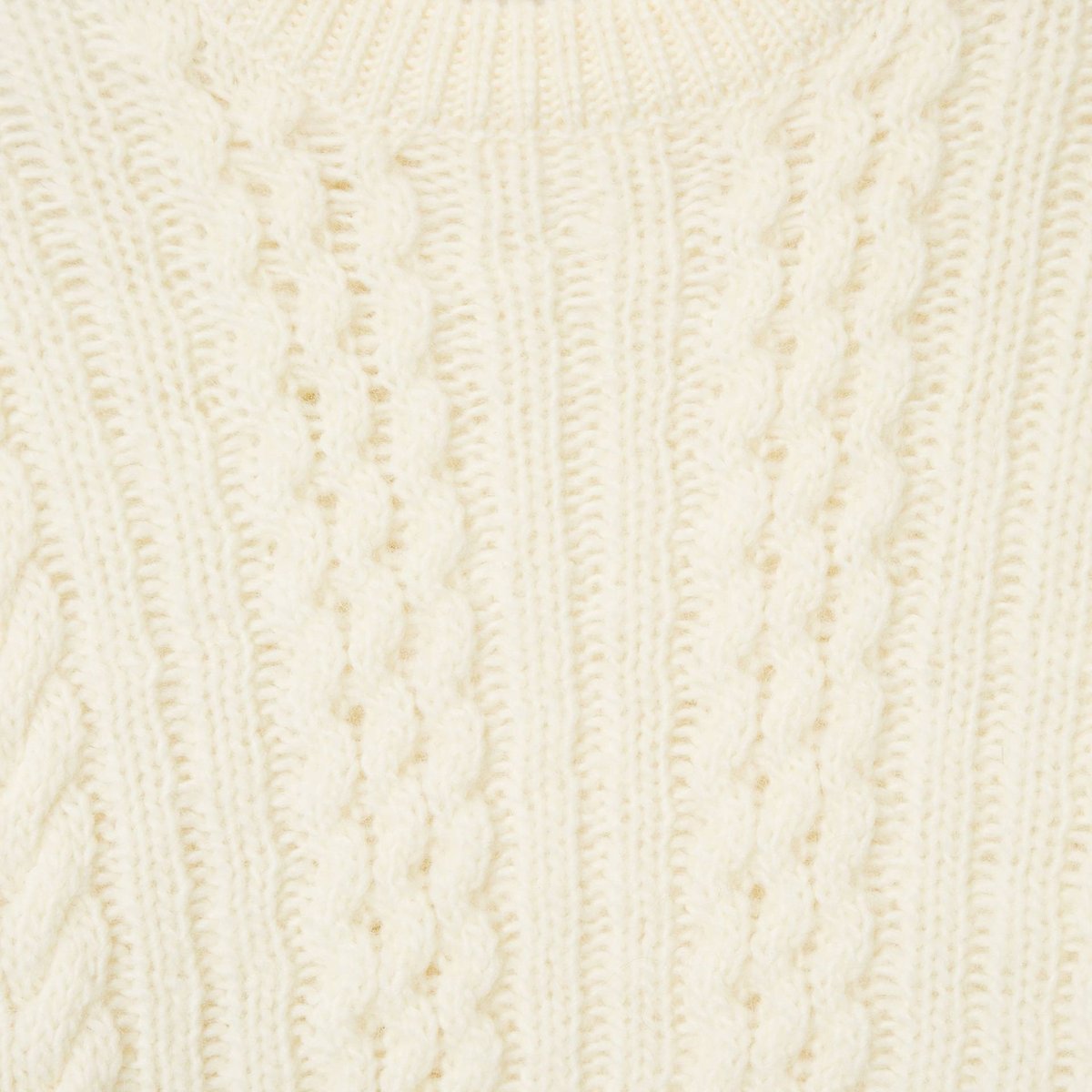 Pull torsade en laine ecru, MONOPRIX