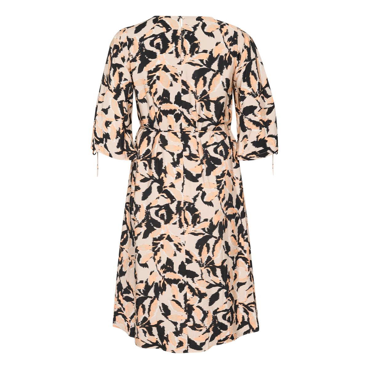 Dress beige/noir/orange peach blurry leaf, KAFFE CURVE