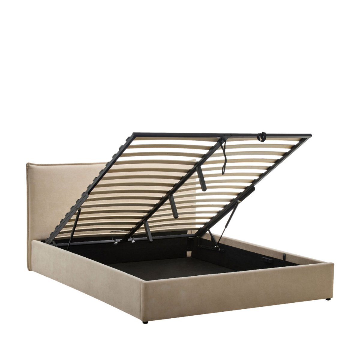 Lit coffre en tissu 160x200cm- CAMA beige, DRAWER