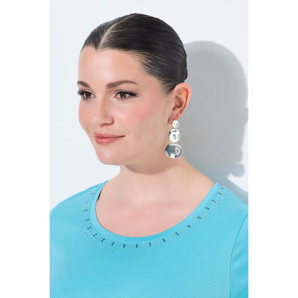T-shirt en coton Pima turquoise clair, ULLA POPKEN
