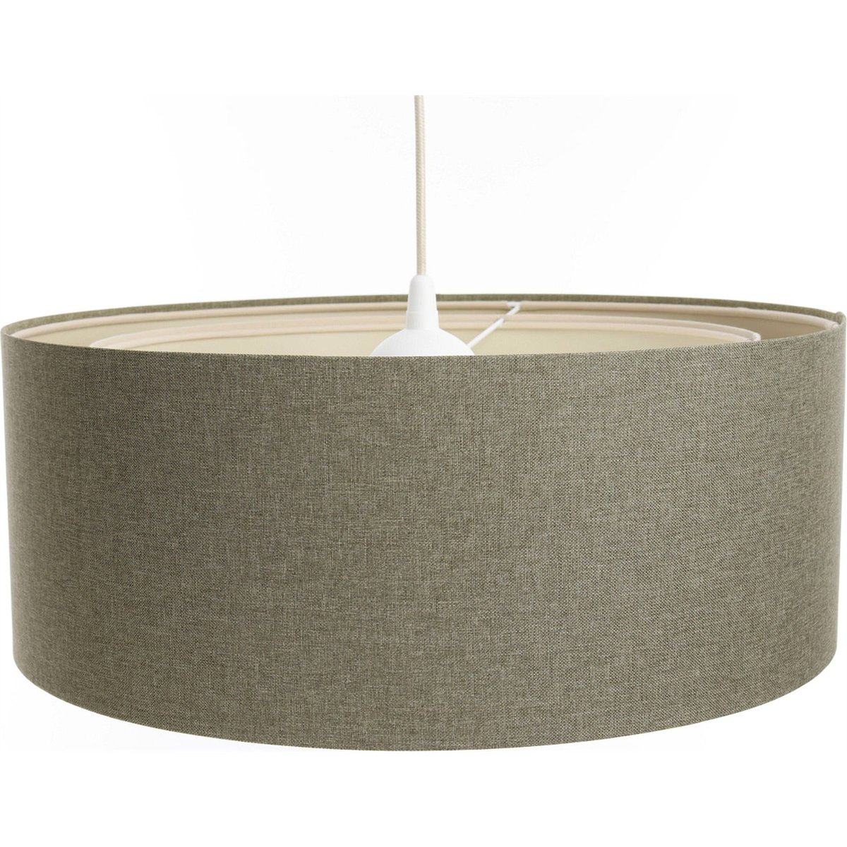 Suspension en tissu rond pour salon ou chambre Boho Elegant beige sable avec dessous crème, BPS KONCEPT