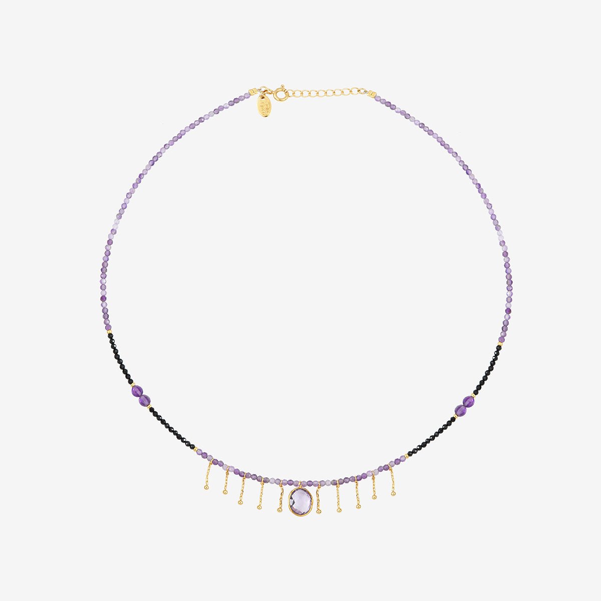 Collier doré amethyste/onyx esmé - indie améthyste violet, CAROLINE NAJMAN