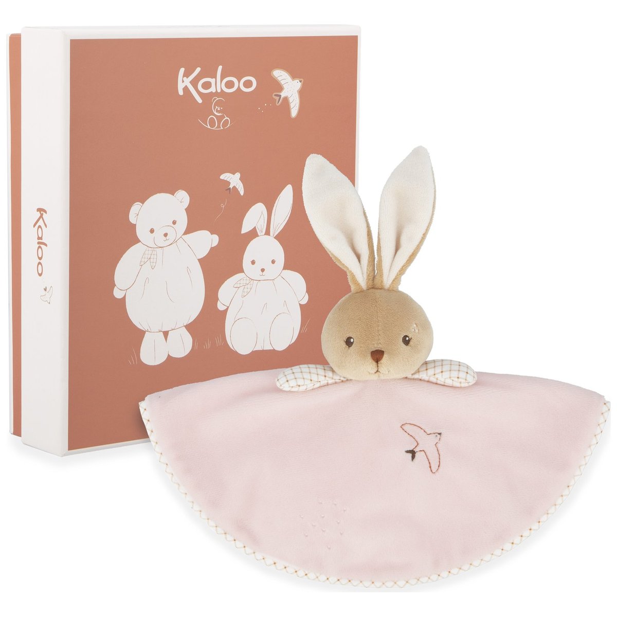 Doudou plat rose, beige, blanc, KALOO