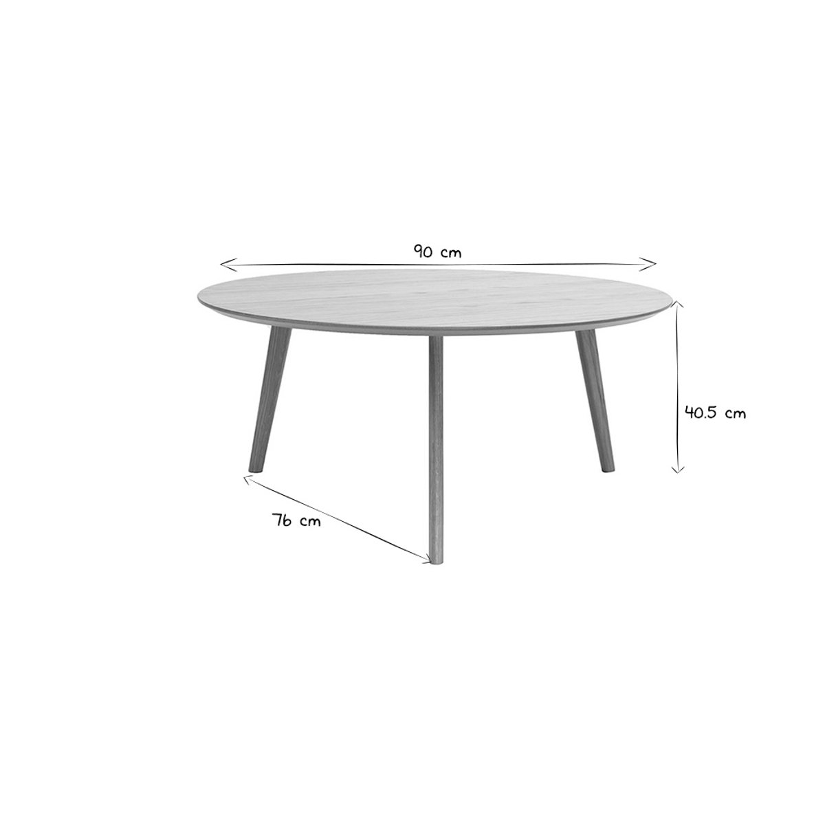 Table basse ronde scandinave bois clair chêne D90 cm ORKAD chêne clair, MILIBOO