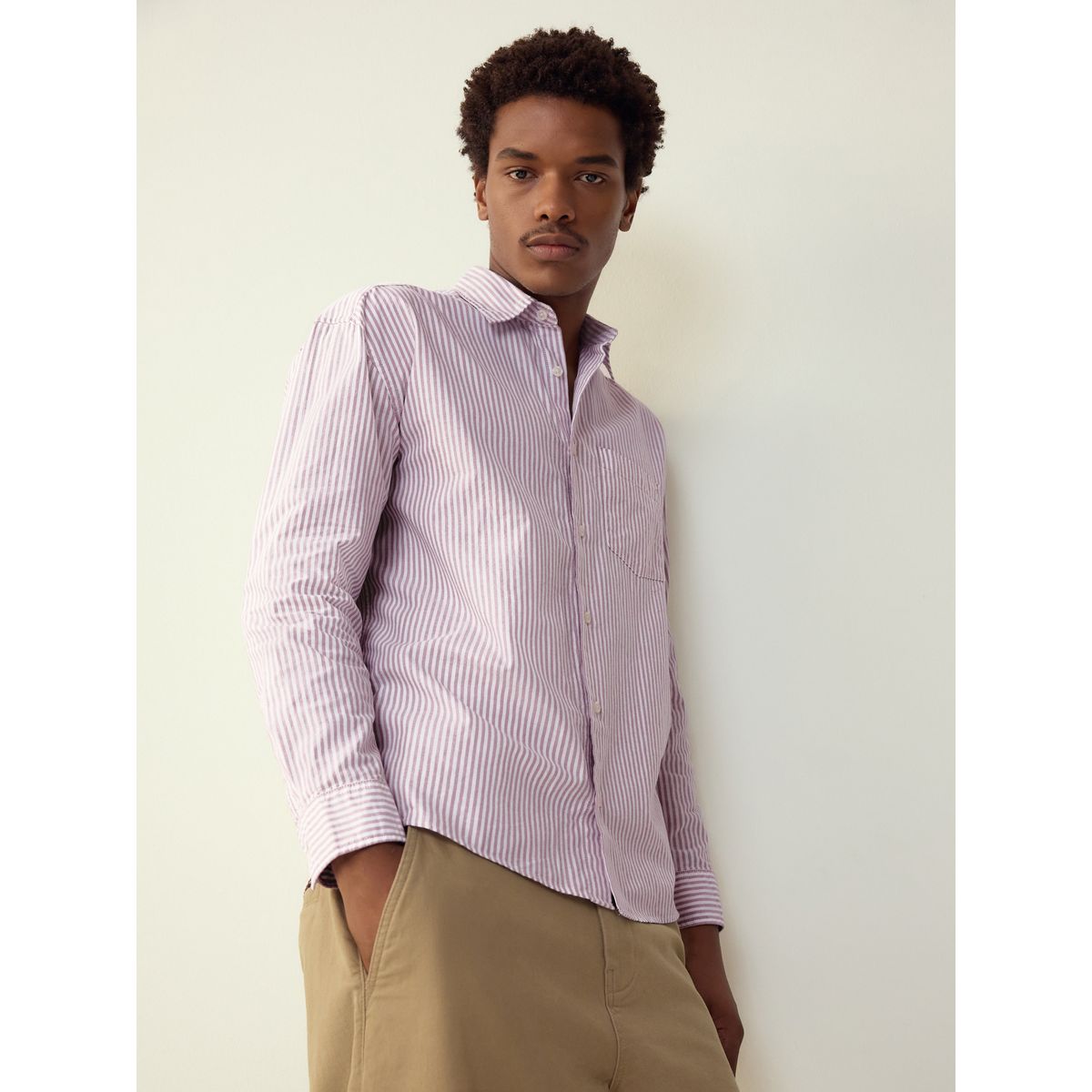 Chemise oxford manches longues à rayure rose, NEXT