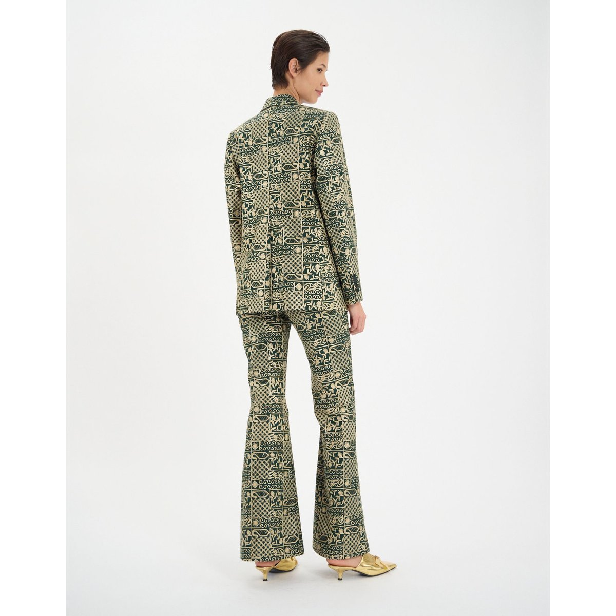 Veste Thadee en coton brodé vert marron, INES DE LA FRESSANGE PARIS