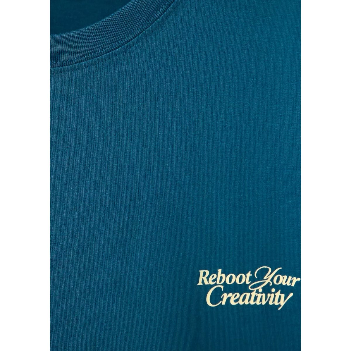 T-shirt texte imprimé bleu pétrole, MANGO TEEN