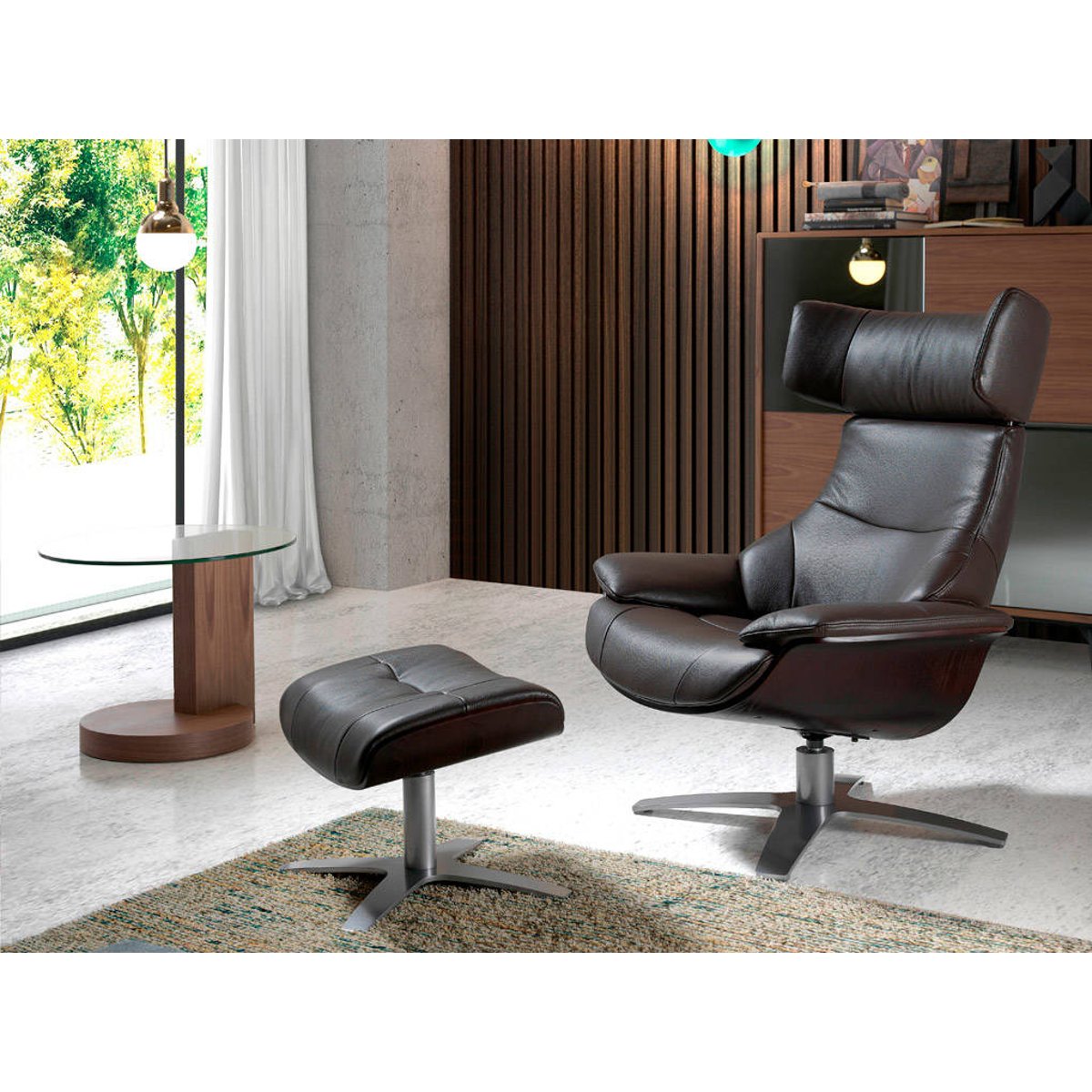 Repose pieds en cuir marron | noyer | gris foncé, ANGEL CERDA