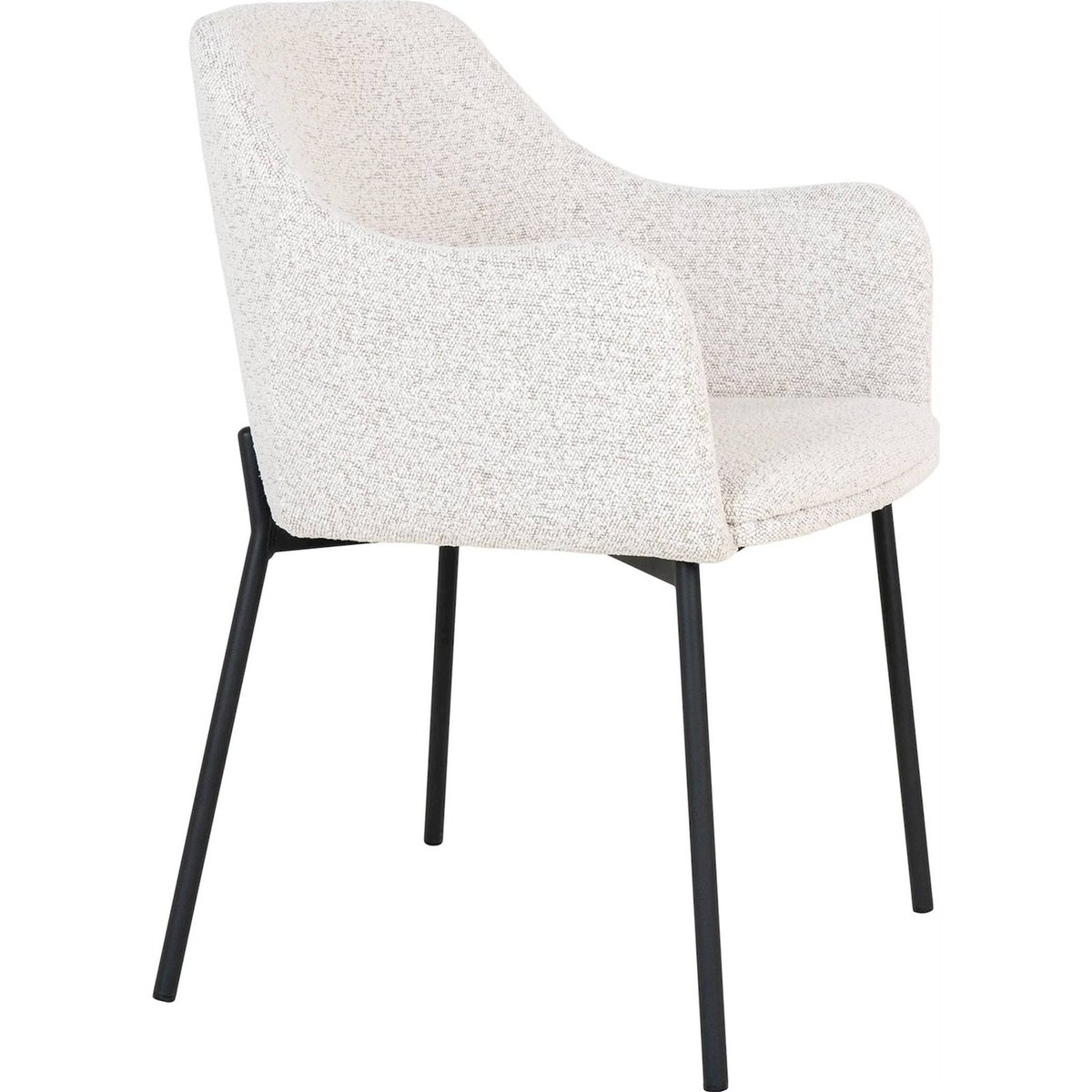 Chaise bouclette avec accoudoirs CAPRELLY blanc bouclette et noir, RECOLLECTION