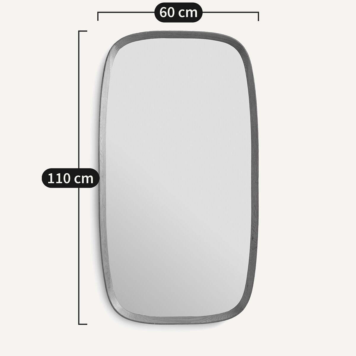 Miroir rectangulaire noyer massif, H110cm, Orion noyer, AM.PM