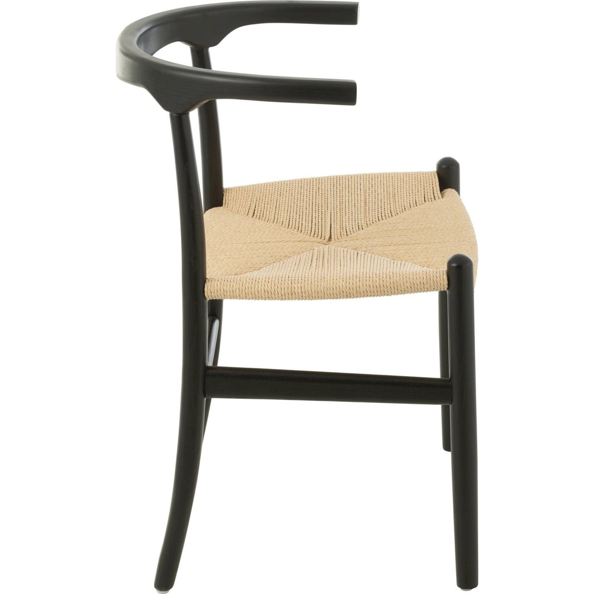 Chaise en hêtre assise en corde noir et naturel, RECOLLECTION