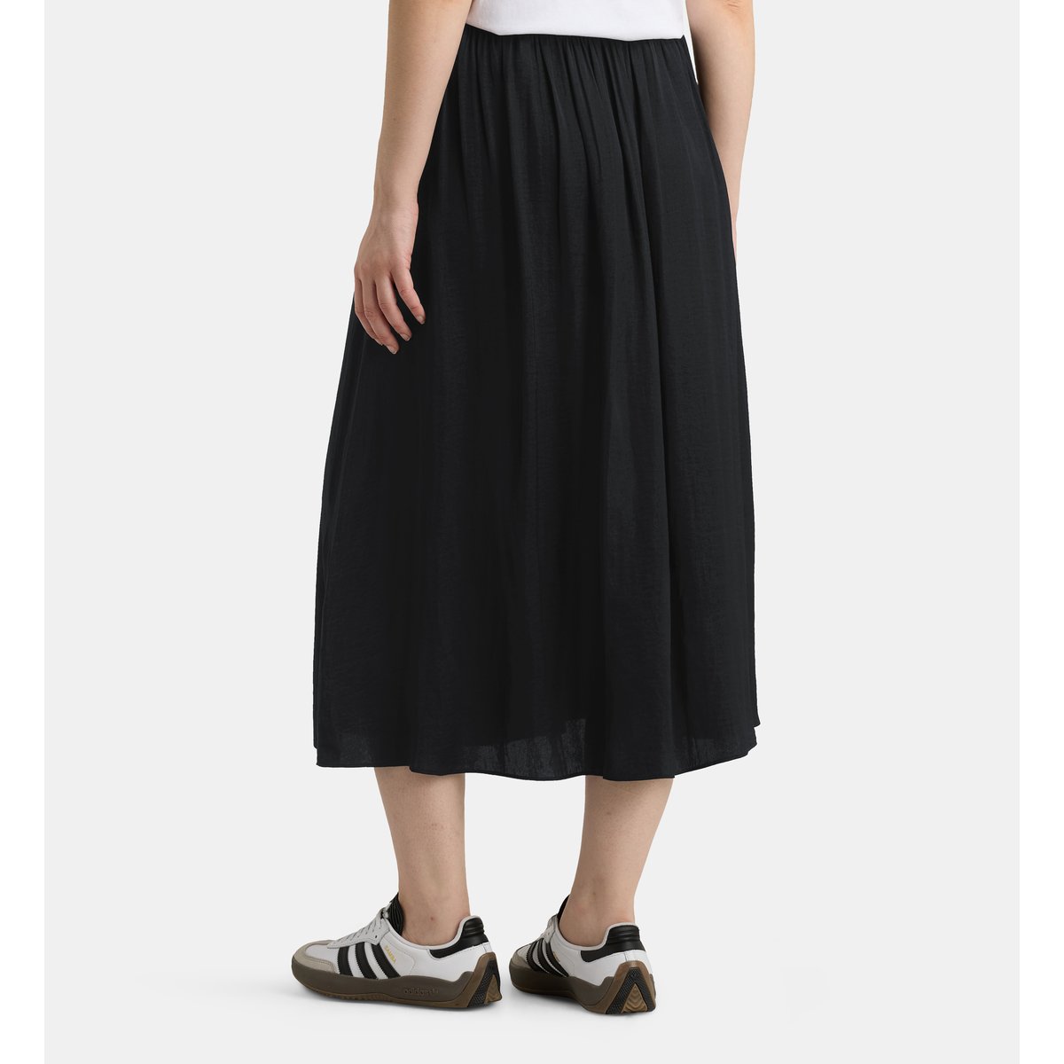 Jupe portefeuille midi fluide celestine satl noir, GALERIES LAFAYETTE