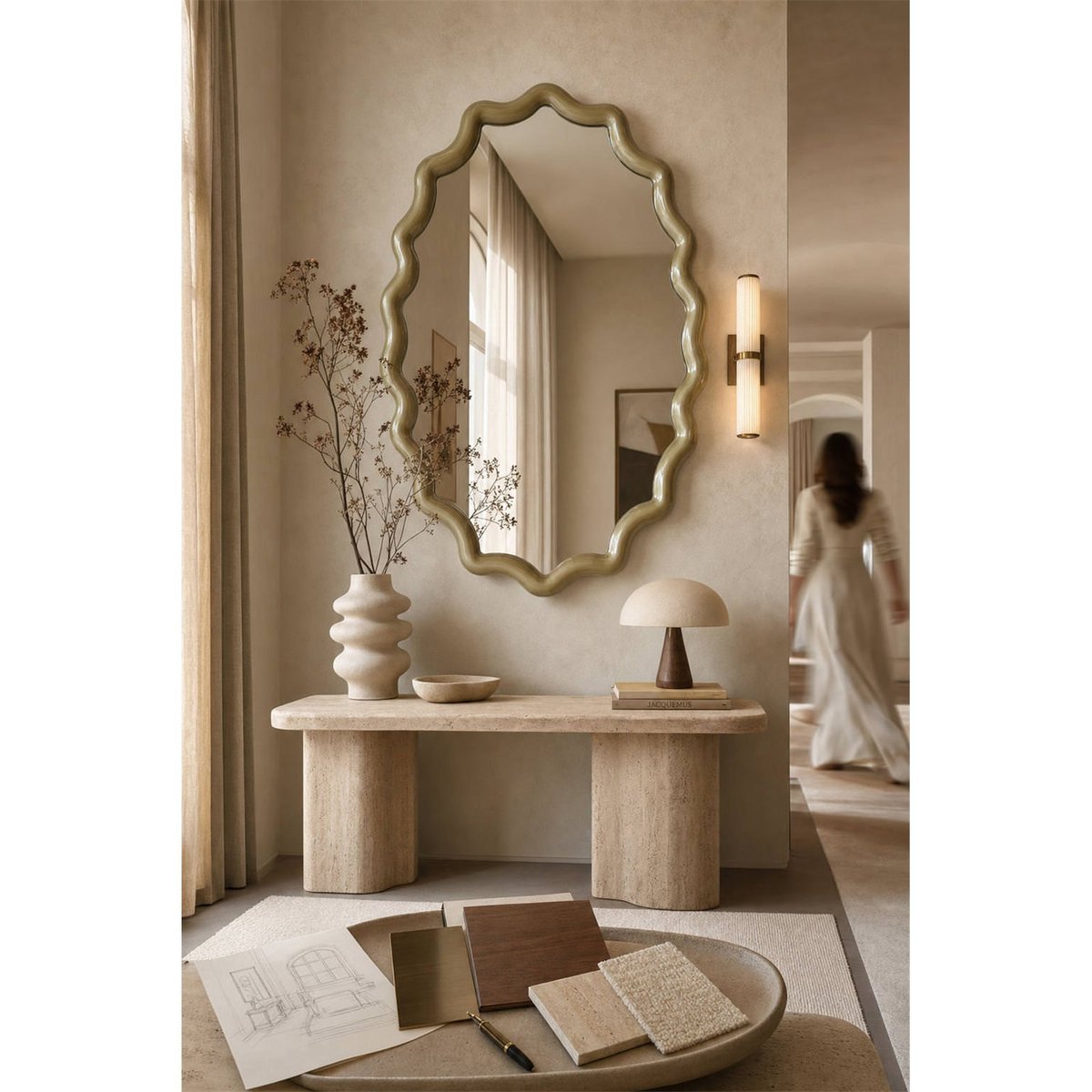 Miroir ondulé doré champagne, RECOLLECTION