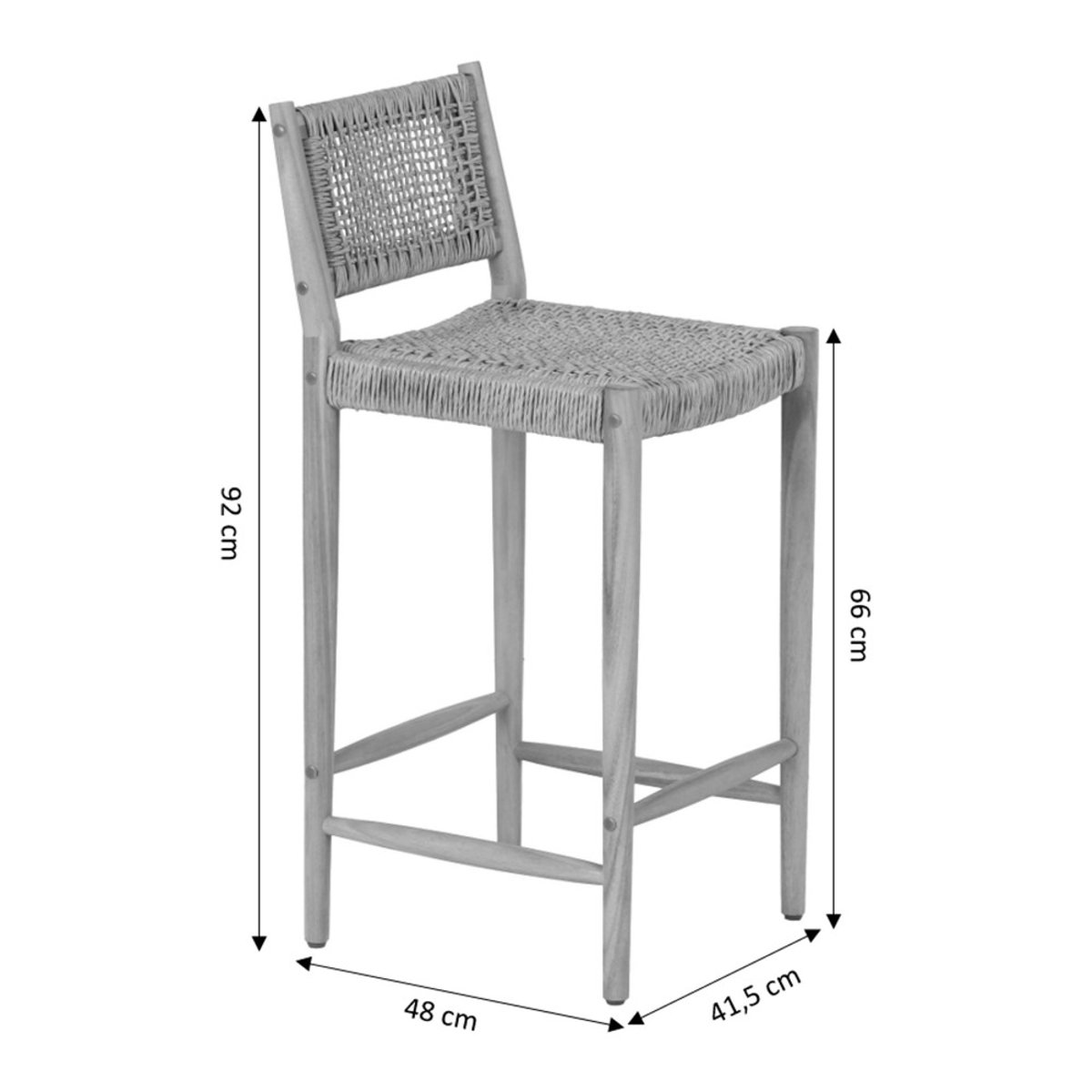 Lot de 2 tabourets de bar intérieur/extérieur en bois d'acacia et résine tressée H65cm- NURI bois clair, DRAWER