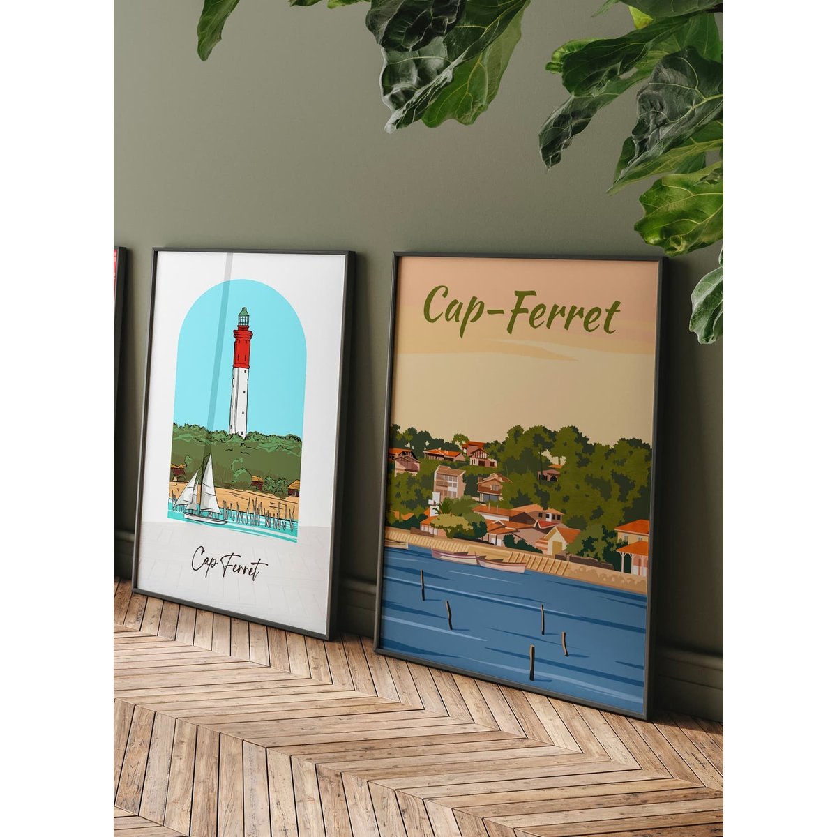Affiche ville Cap-Ferret 2 blanc, L'AFFICHERIE