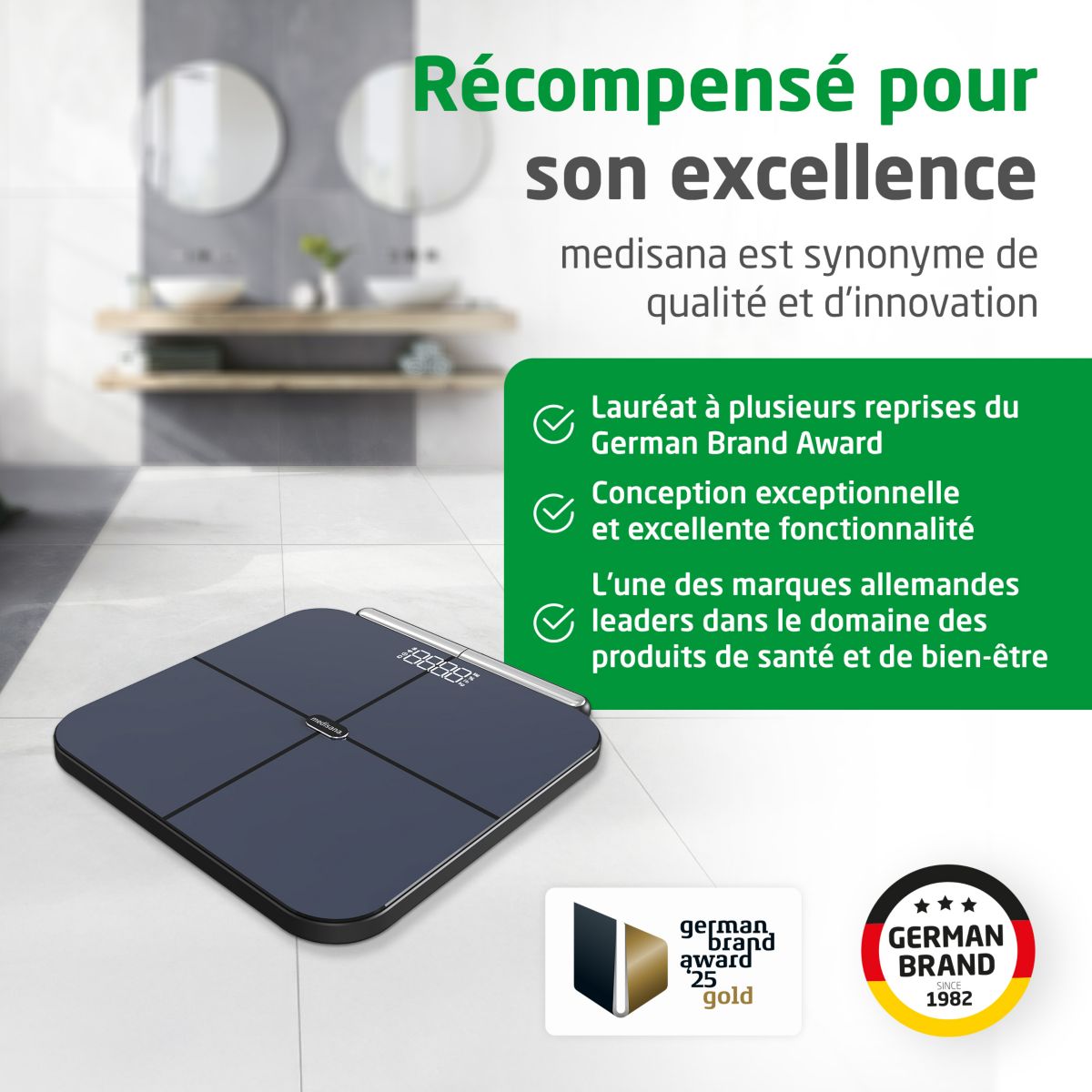 Pèse personne connecté BS 850 analyse corporelle - 8 électrodes couleur unique, MEDISANA