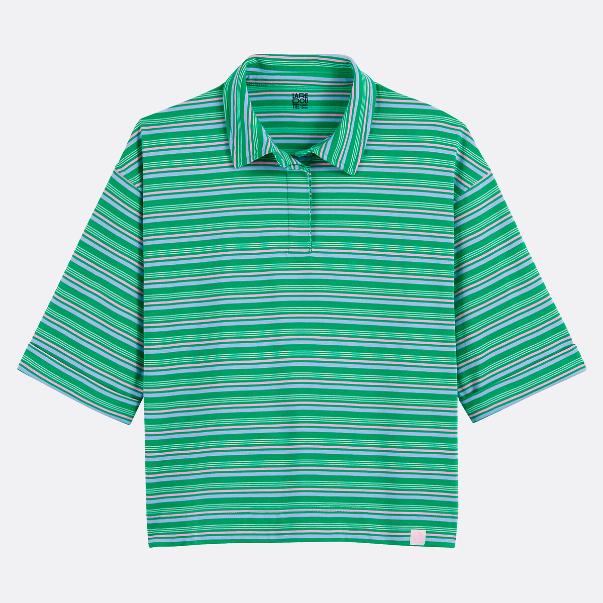 T-shirt col polo, manches courtes, à rayures rayé vert, LA REDOUTE COLLECTIONS