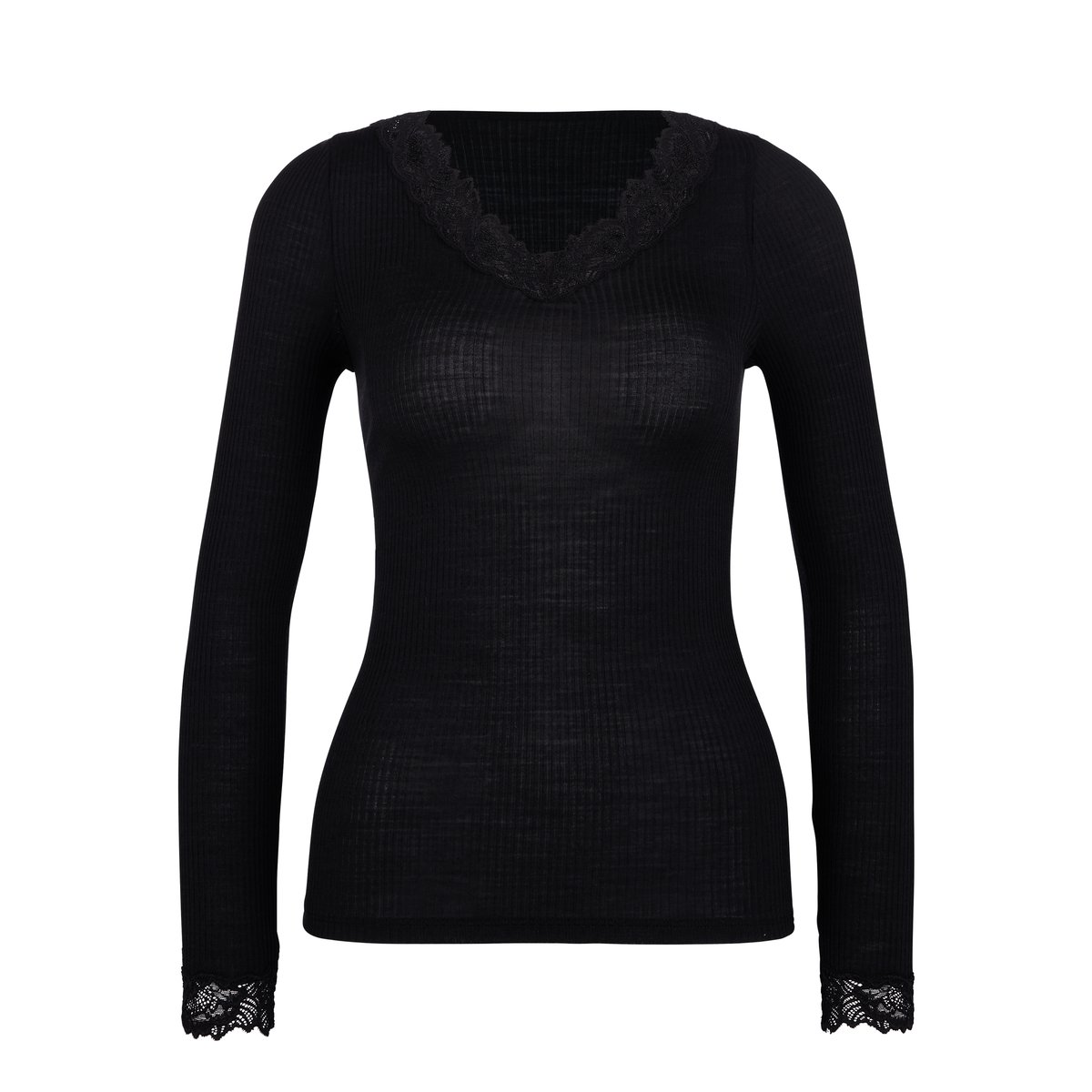 T-shirt à manches longues manches longues Laine SILKY WOOL JOY noir, CALIDA