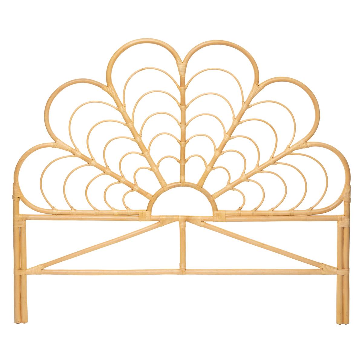 Tête de lit fleur en rotin pour lit 160cm AONI beige, ATMOSPHERA