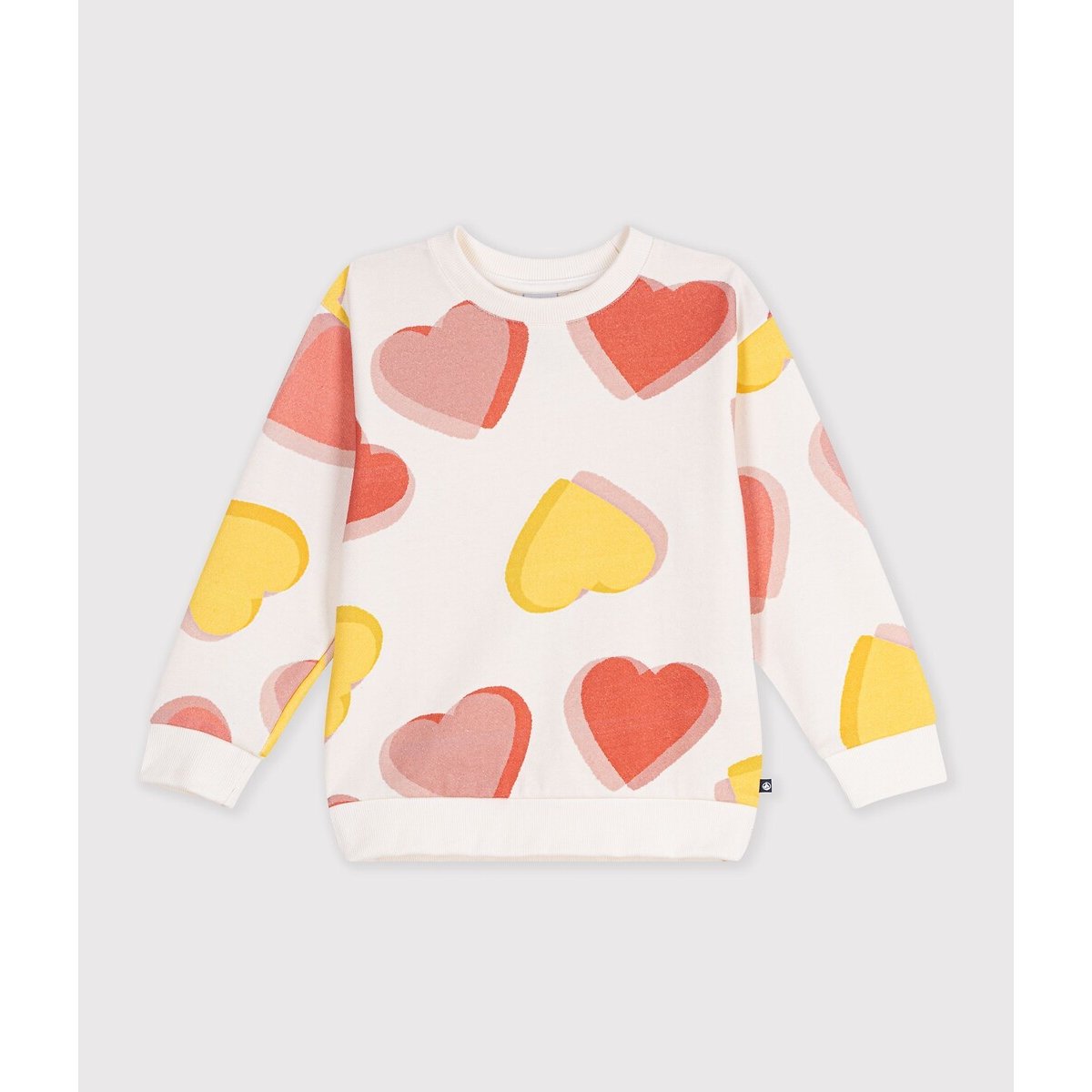 Sweat en coton, imprimé coeurs imprimé coeur, PETIT BATEAU
