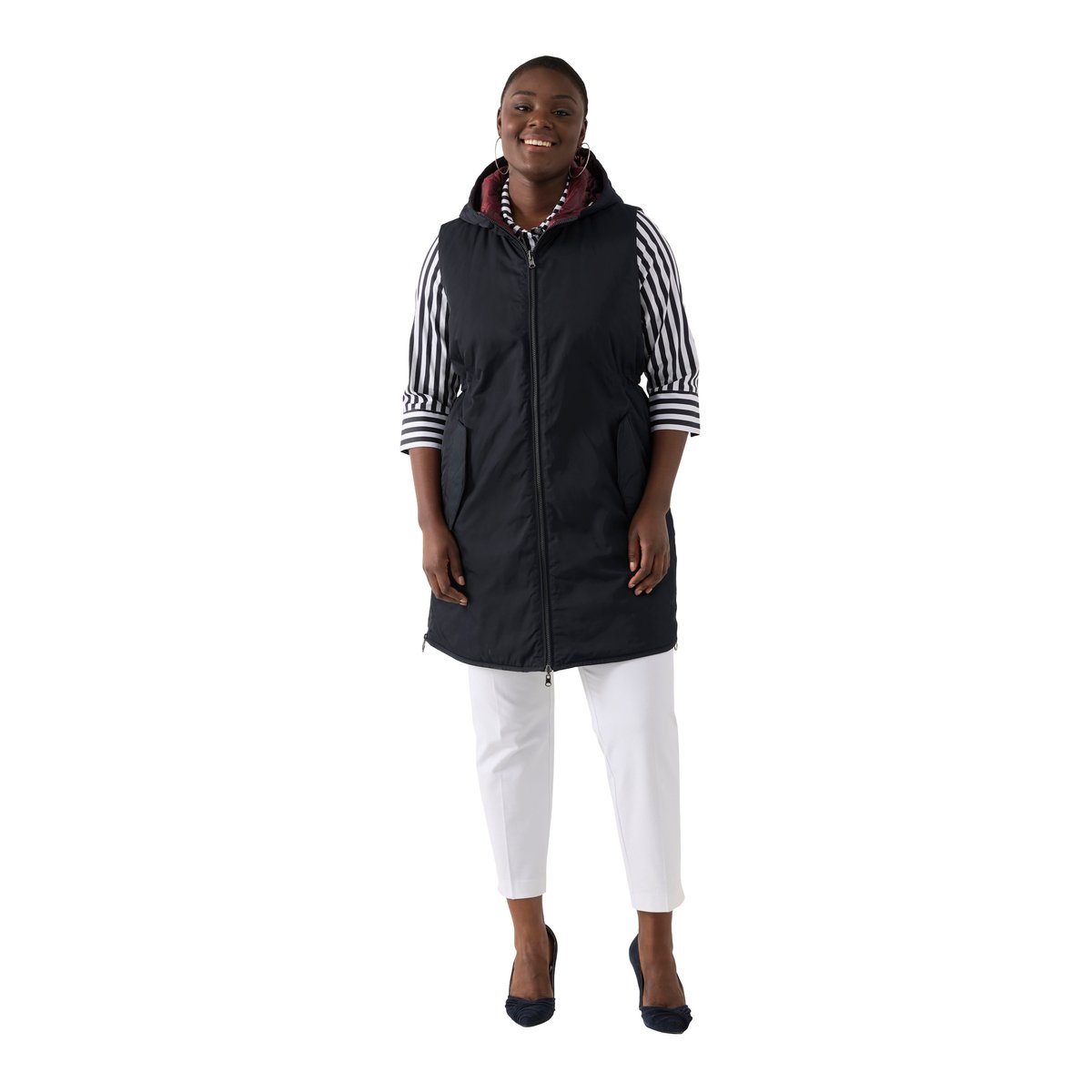 Gilet réversible, cordon de serrage, col rond marine, ULLA POPKEN