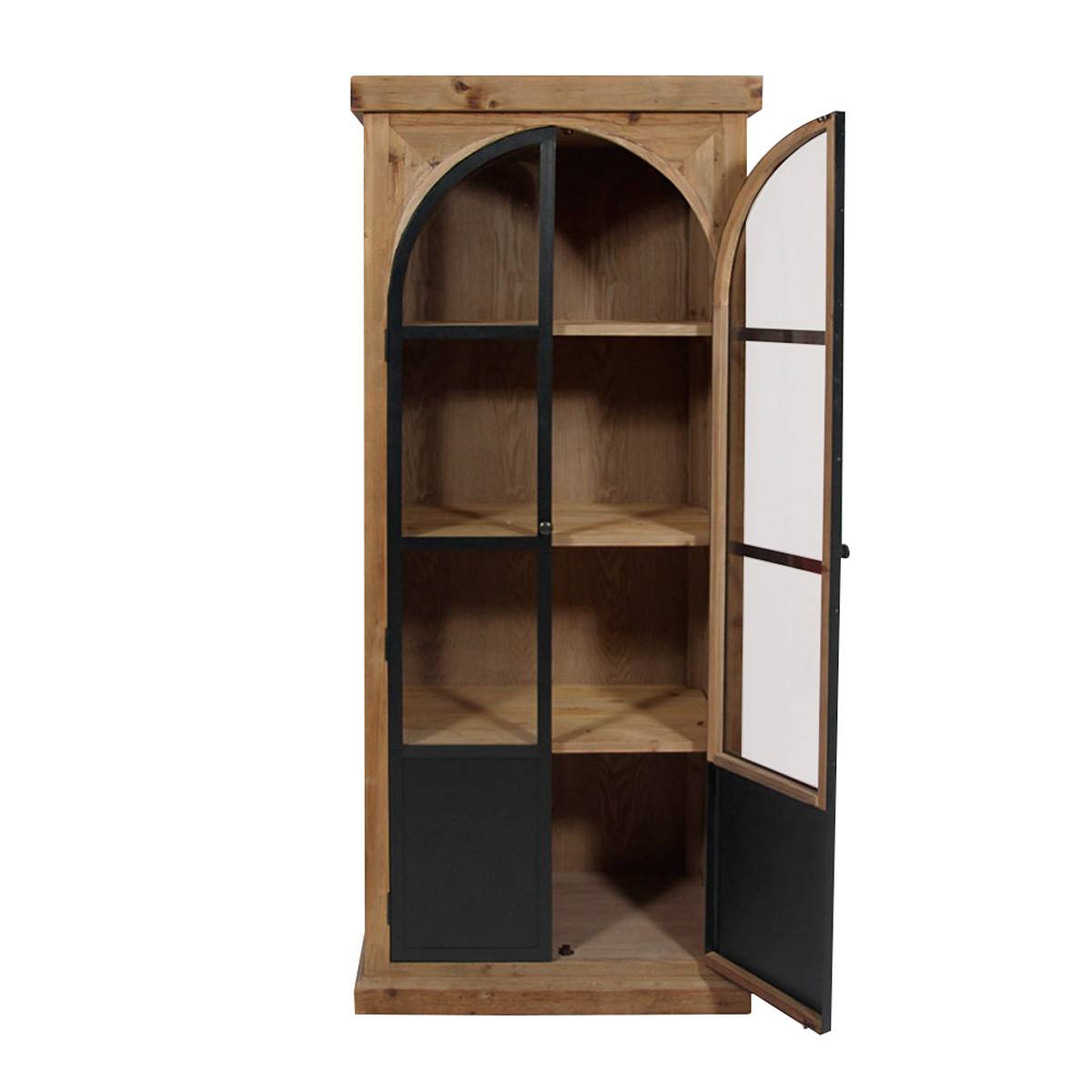 Vitrine en bois recyclé et métal GARANCE bois clair, MADE IN MEUBLES