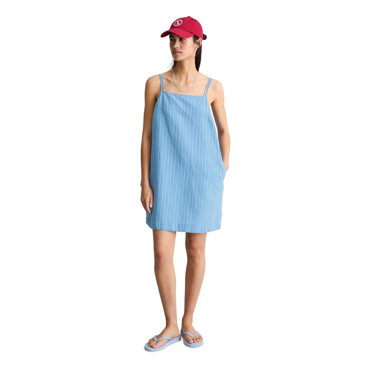 Robe rayée relaxed en mélange de lin et de coton bleu, MARC O’POLO DENIM