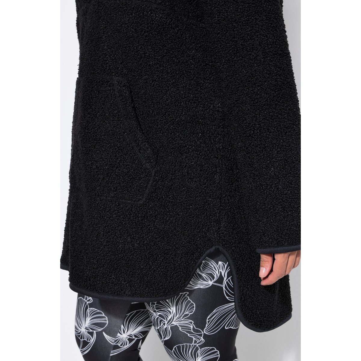 Veste longue en polaire bouclée noir, ULLA POPKEN