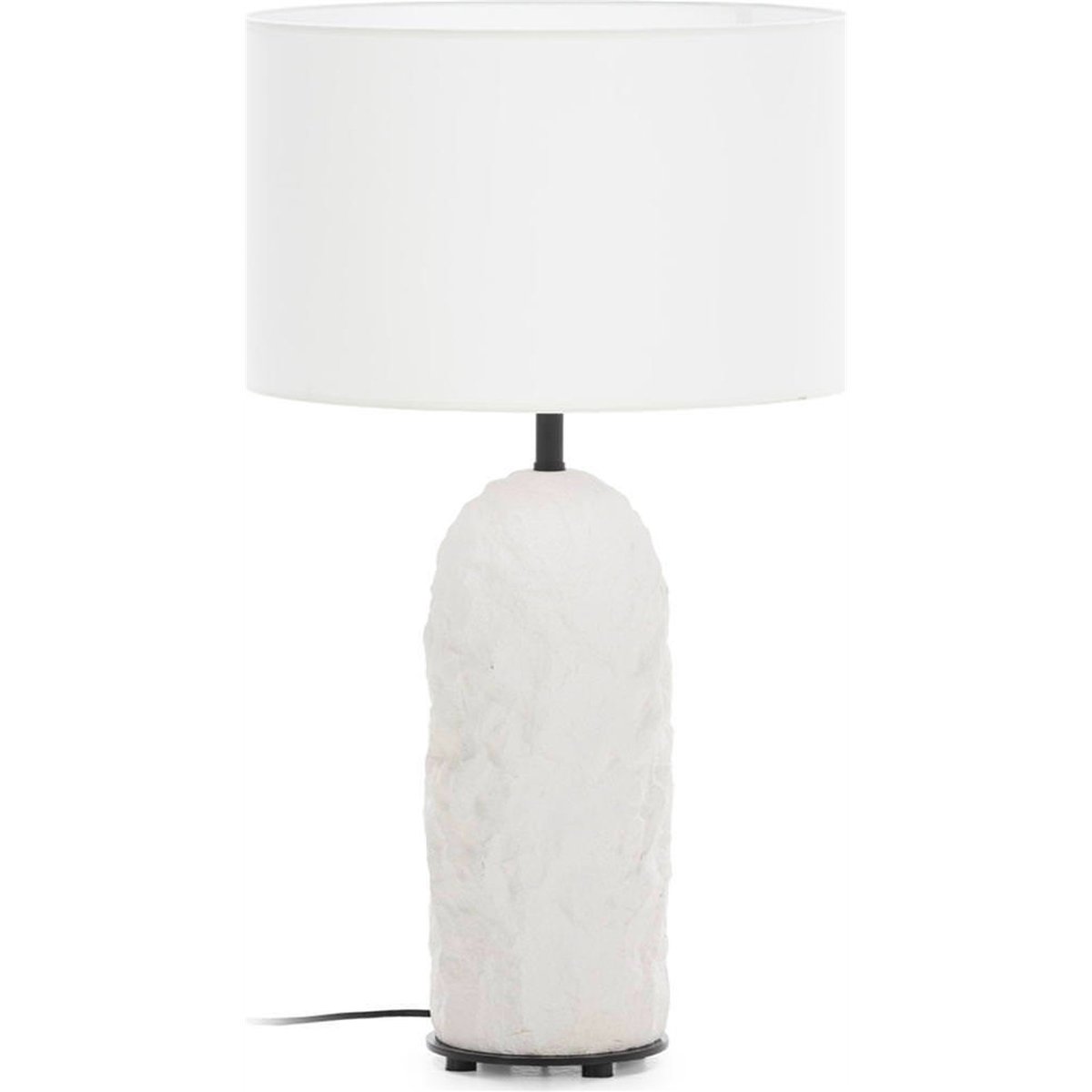 Lampe de table en grès et métal blanc et noir, RECOLLECTION
